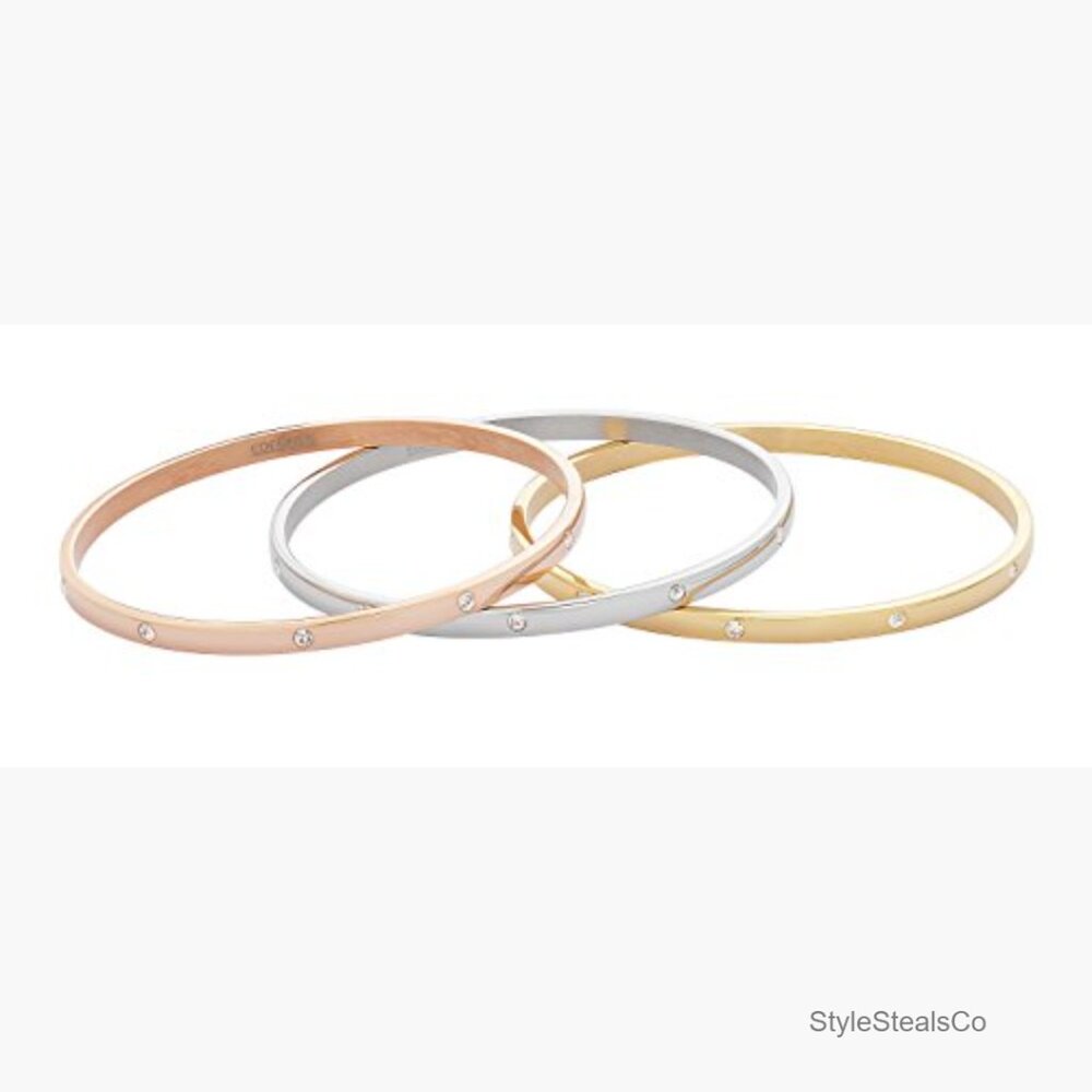 Stainless Steel Stackable Cz Bangle Bracelets Set… - image 3